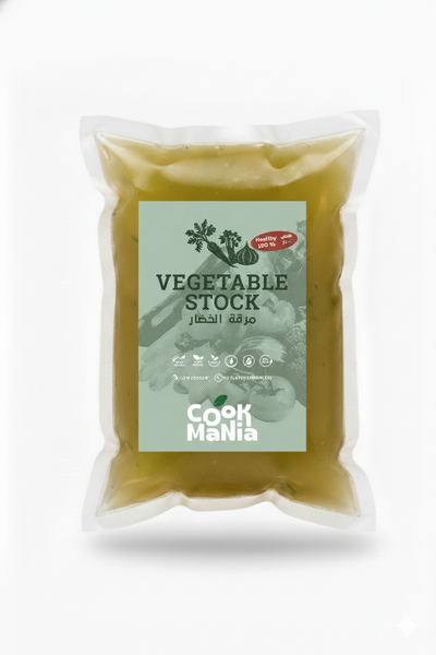 Cook Mania Premium Vegetable Stock 250ml - All-natural frozen veggie broth, low sodium and keto-friendly.
