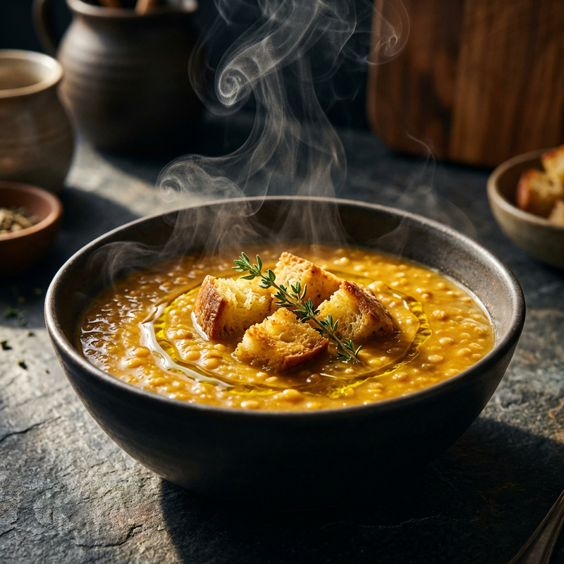 شوربة العدس الكلاسيكية بالخلطة الدهبية